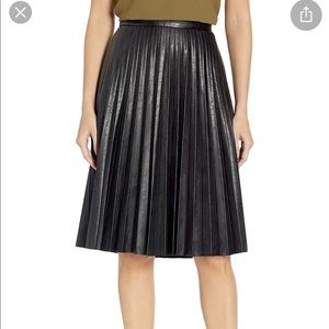 J Crew Faux Leather Pleated Midi Skirt
